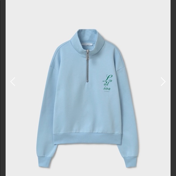 LOOLIOS Marine Pale Blue 1/4 Zip Luxe Sweatshirt - Picture 1 of 12